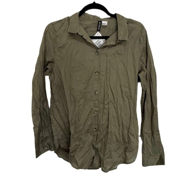 H&M Divided Olive Green Button Up Long Sleeve Women's US 6 EUR 38 NWT - Picture 1 of 5